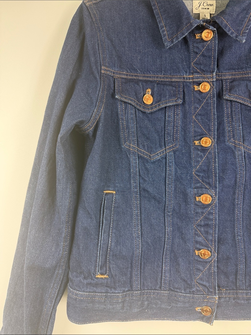 J.Crew Indigo Wash Denim Jacket Copper Button Classic Trucker Jacket S - Picture 4 of 5